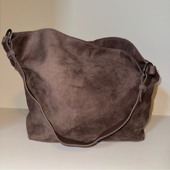 Elegant Brown Suede Shoulder Bag - Picture 1 of 6
